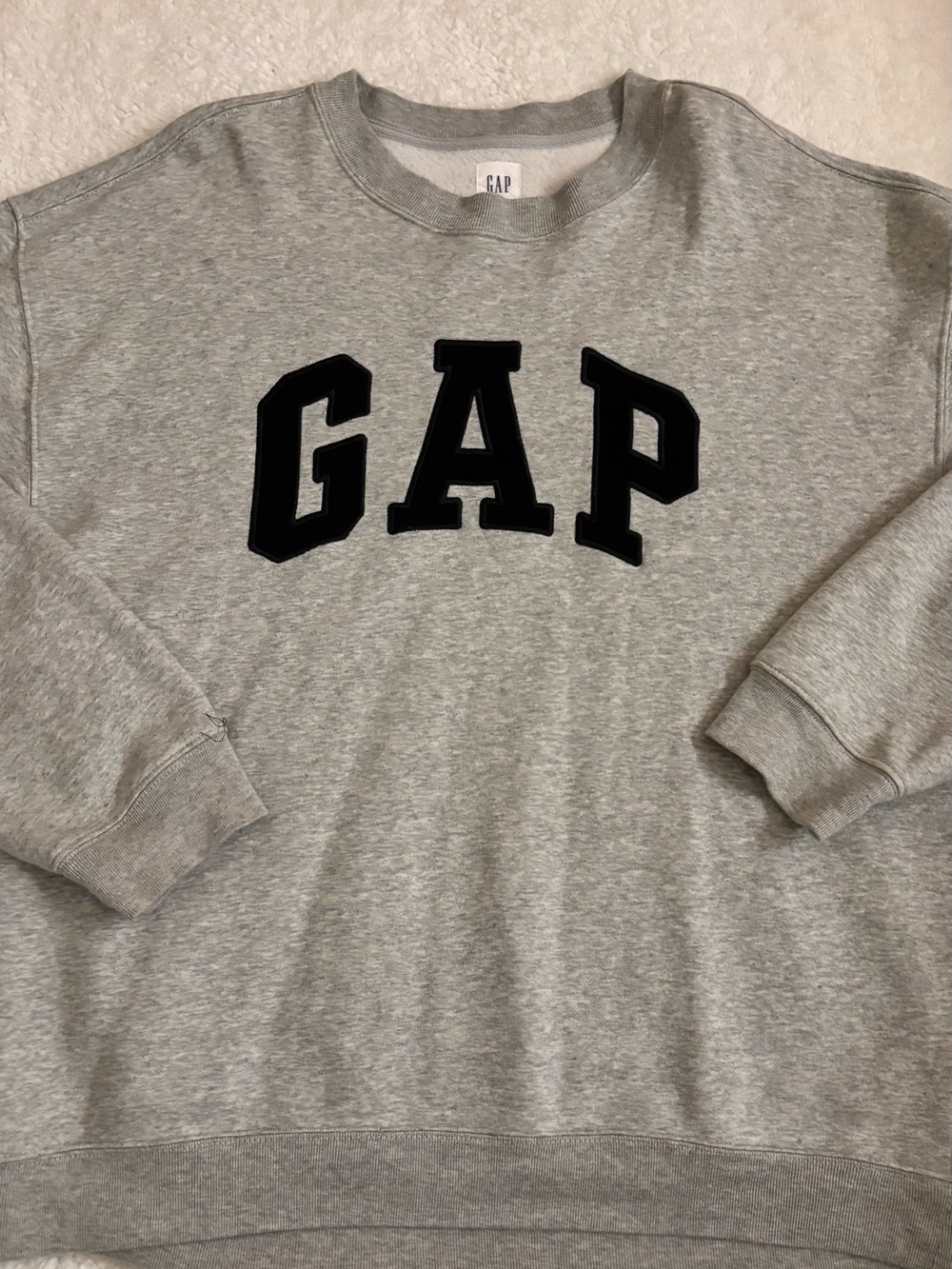 GAP Heather Gray Crewneck with Black Logo